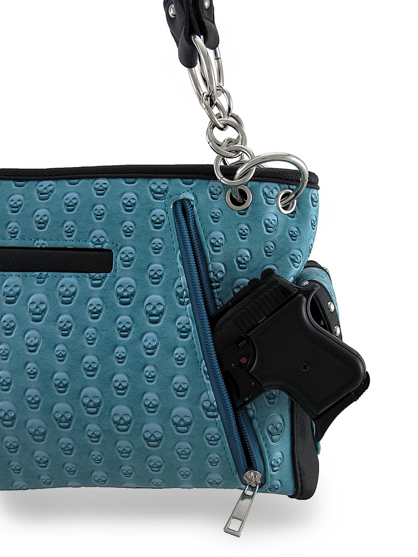 Studded Rhinestone Skull/Crossbones Concealed Carry Purse and Wallet