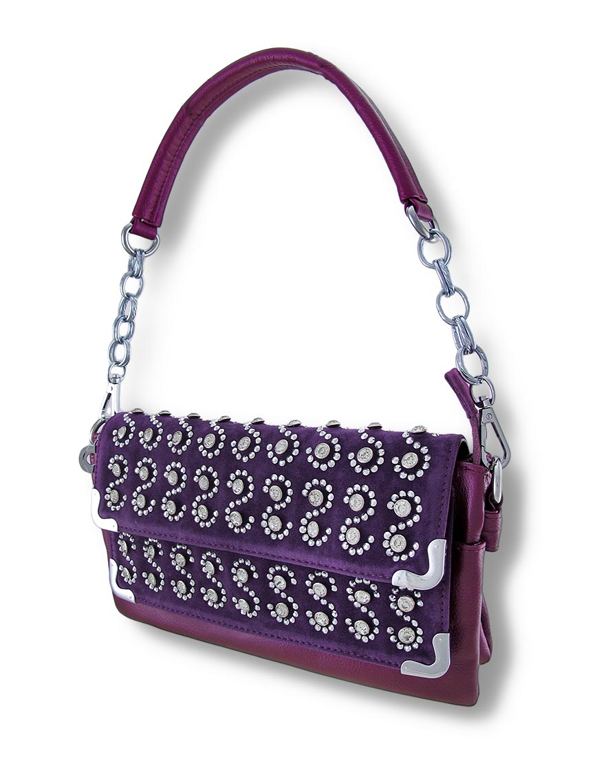 Purple Rhinestone Studded Clutch Purse Evening Bag Womens Clutch