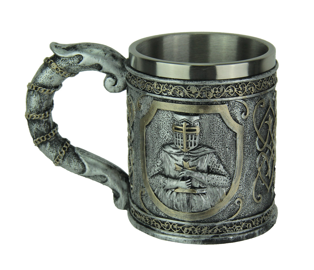 Pewter Look Templar Knight Drinking Mug With Stainless Steel Liner eBay
