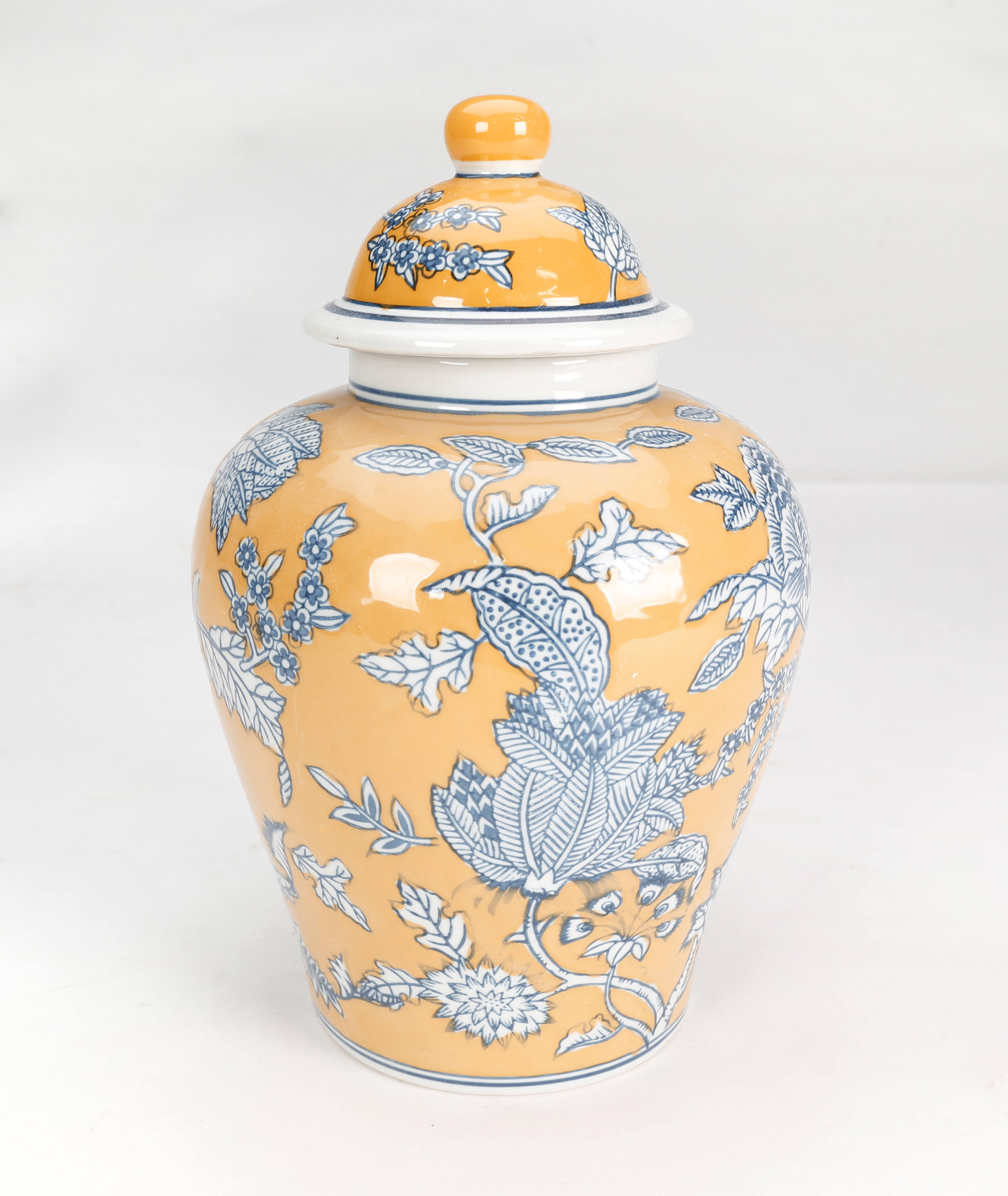 AAI Yellow and Blue Floral Ginger Jar | eBay