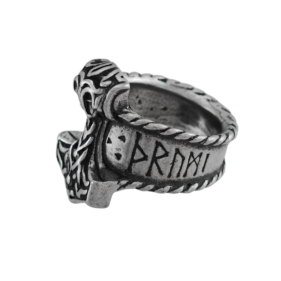 Zeckos Alchemy Thor's Rune Hammer Ring - Picture 2 of 7