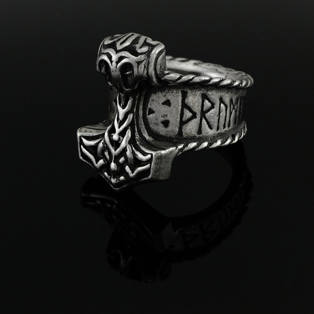 Zeckos Alchemy Thor's Rune Hammer Ring - Picture 4 of 7