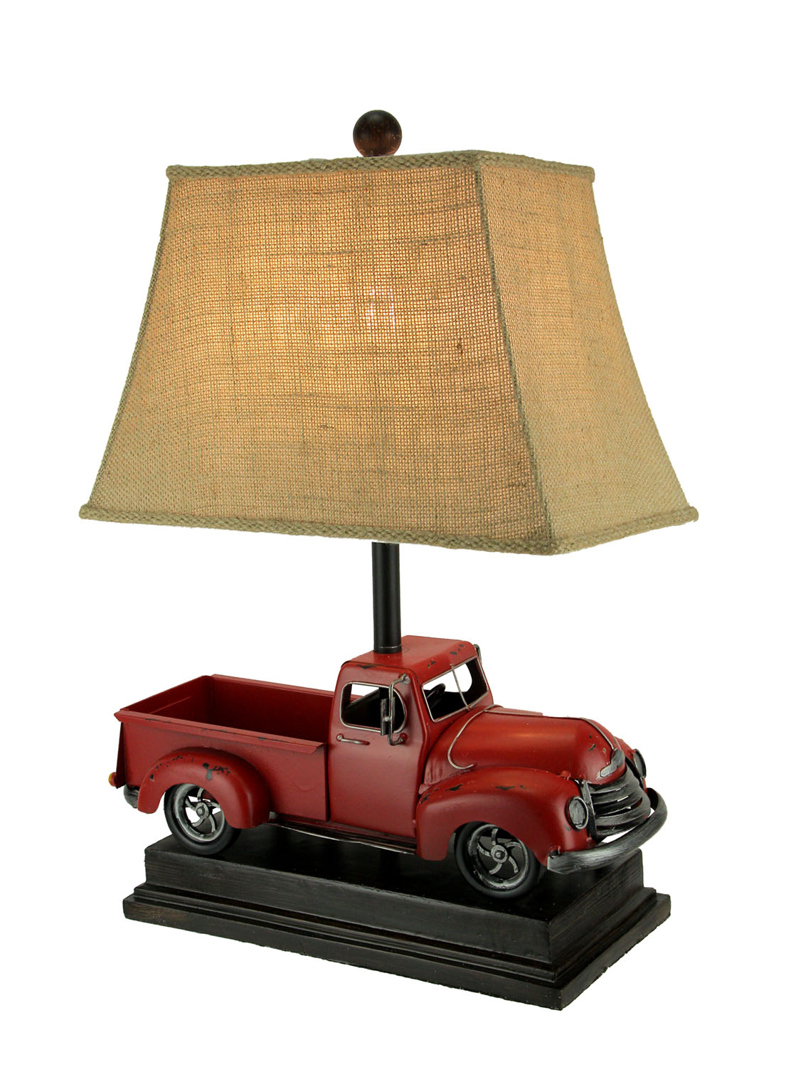 Zeckos Rustic Red Antique Truck Table Lamp with Burlap Shade eBay