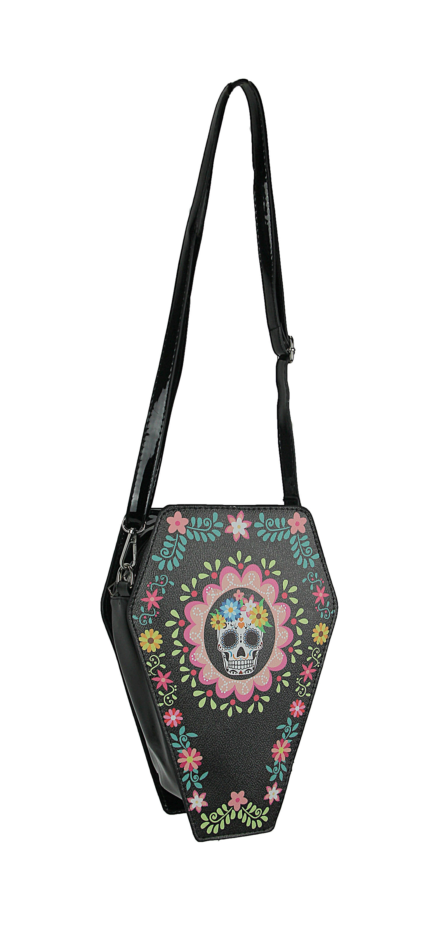 Sugar Skull Coffin Convertible Backpack Black Halloween Purse Bag Day Dead Gift Gothic Coffin Backpack Purse for Women Mini Halloween  main image 4