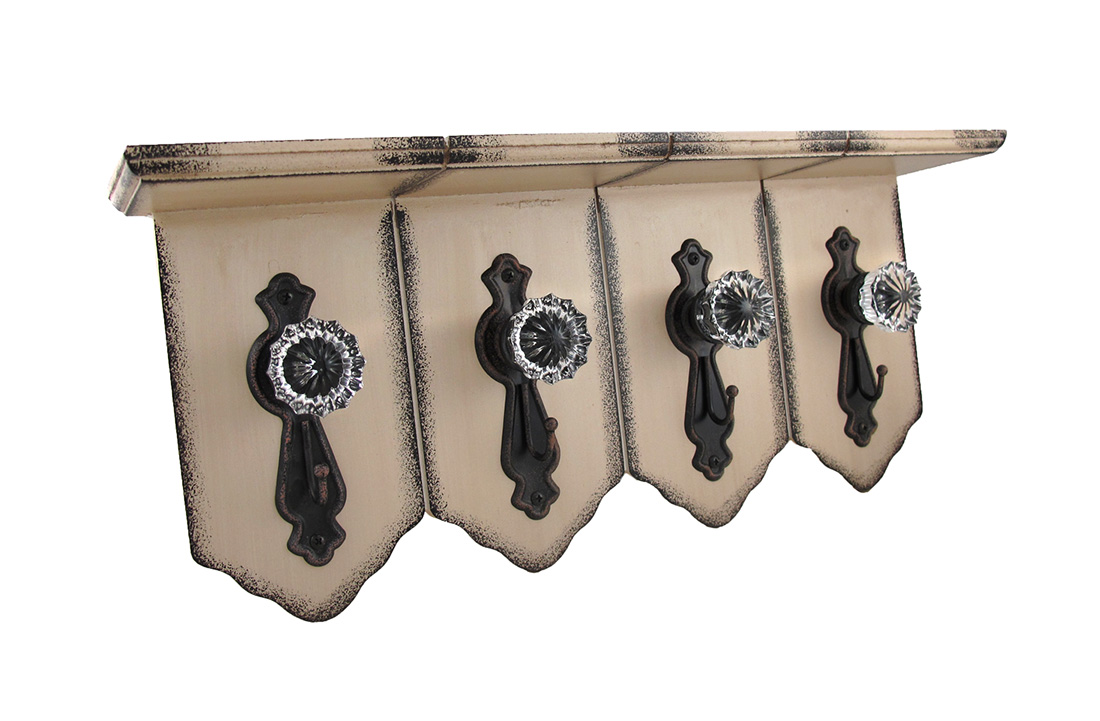 9.5"X22" 4 Hooks With Knob Decorative Wall Hooks Tanga