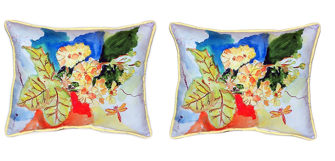 Pair of Betsy Drake Primrose Large Indoor Outdoor Pillows 16x20