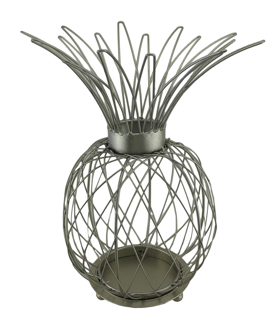 Satin Silver Finish Metal Wire Pineapple Shaped Candleholders Tanga