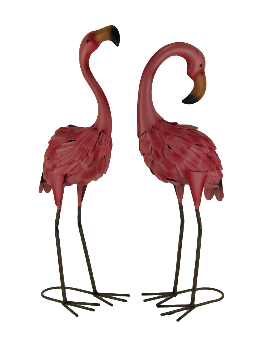 Set of 2 Decorative Metal Pink Flamingo Yard Statues 688907764777 eBay