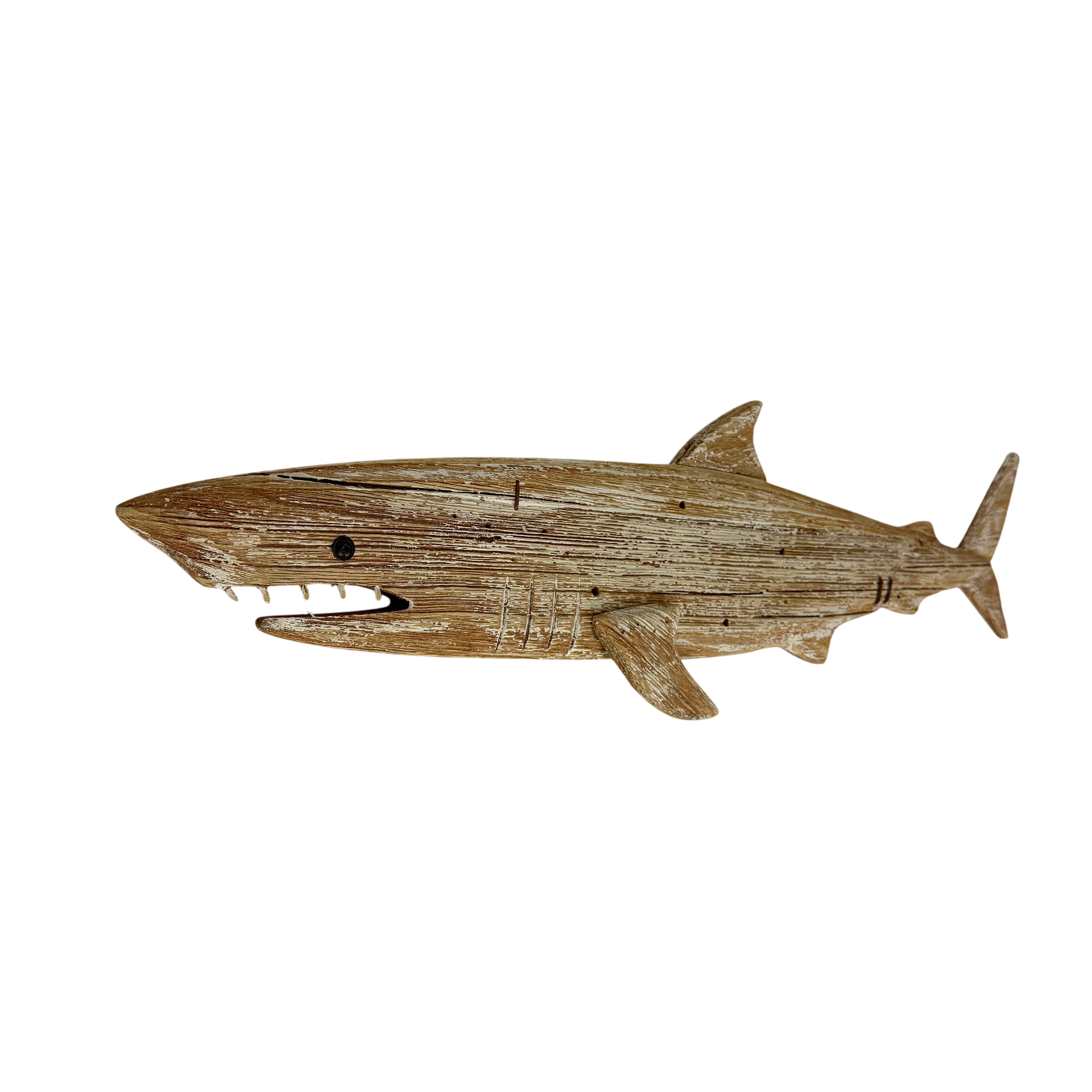 Coastal Wood Wall Sculpture Natural Distressed Marine Animal Decor
