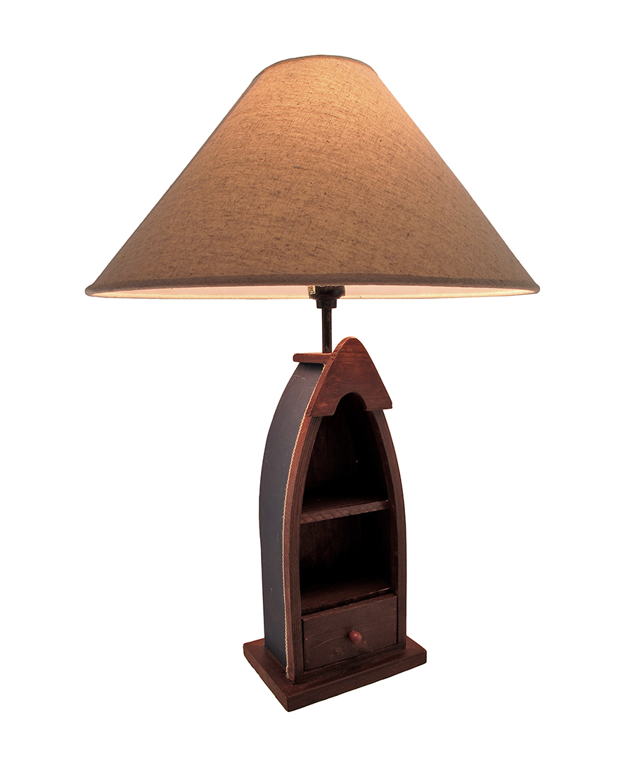 Wooden Row Boat Table Lamp with Shelves/Drawer 24 In. eBay