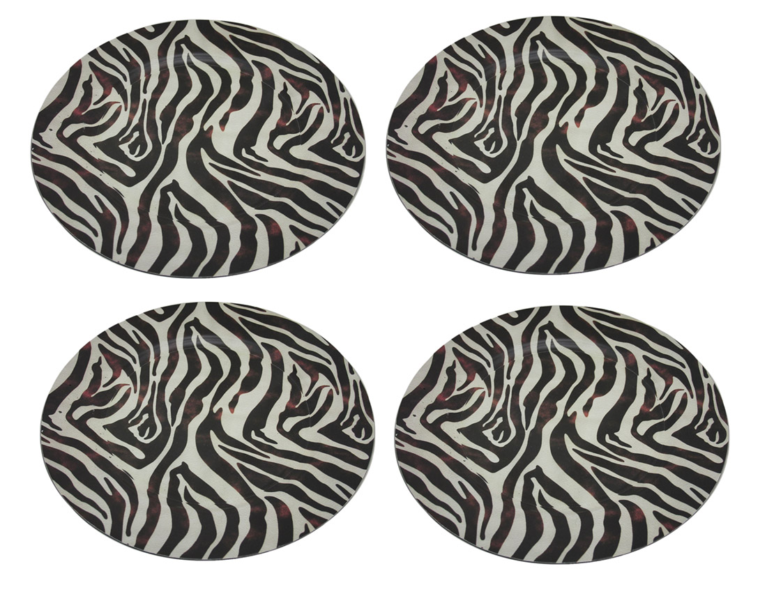 Scratch & Dent Set of 4 Brown and White Zebra Striped Charger Plates eBay