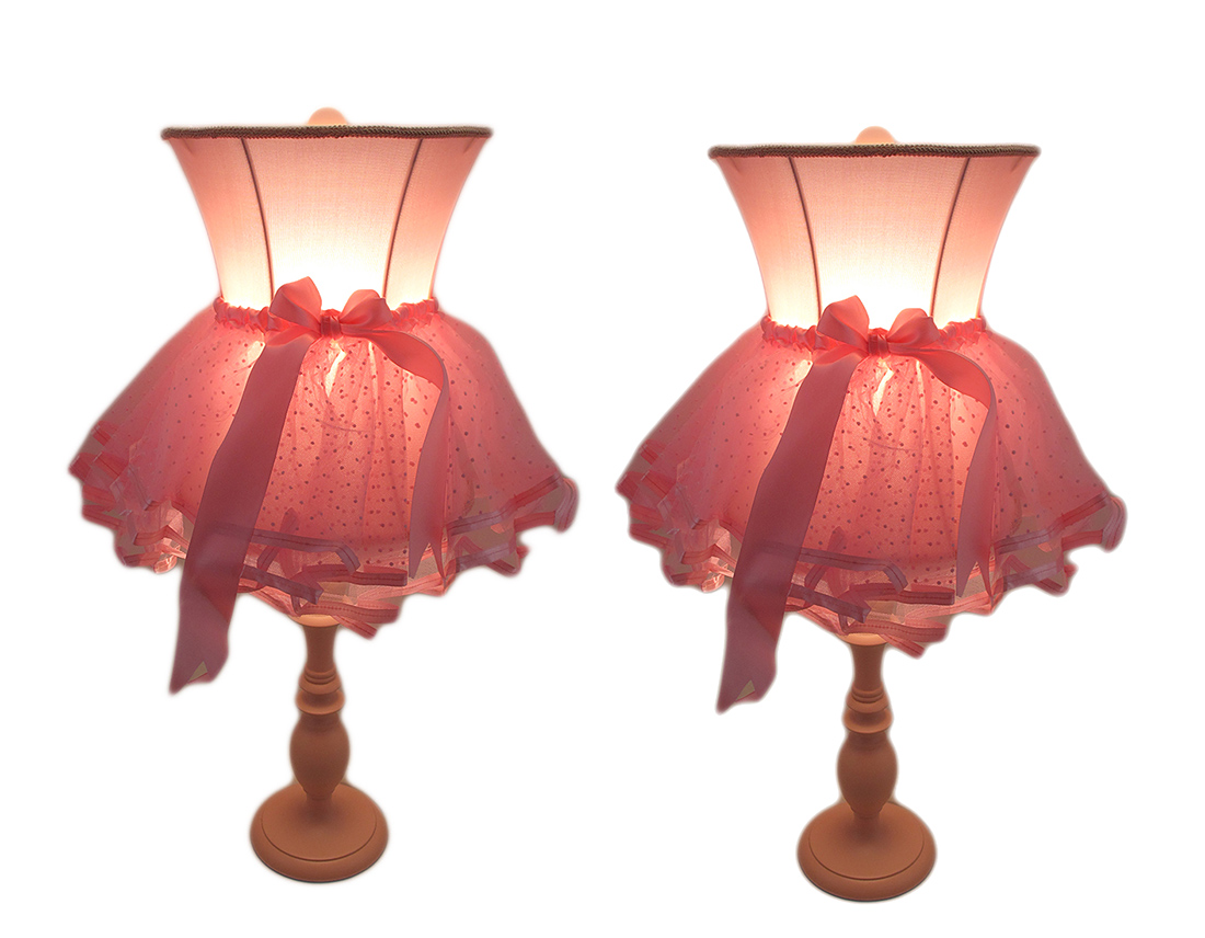 Set of 2 Pink Ballerina Tutu Shade Table Lamps eBay