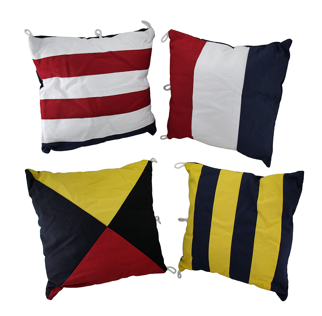 Zeckos Set of 4 Nautical Signal Flag Decorative Throw Pillows 15 in. eBay