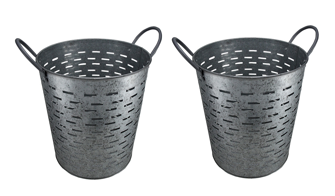Zeckos Set of 2 Galvanized Metal Olive Buckets w/BuiltIn Handles eBay