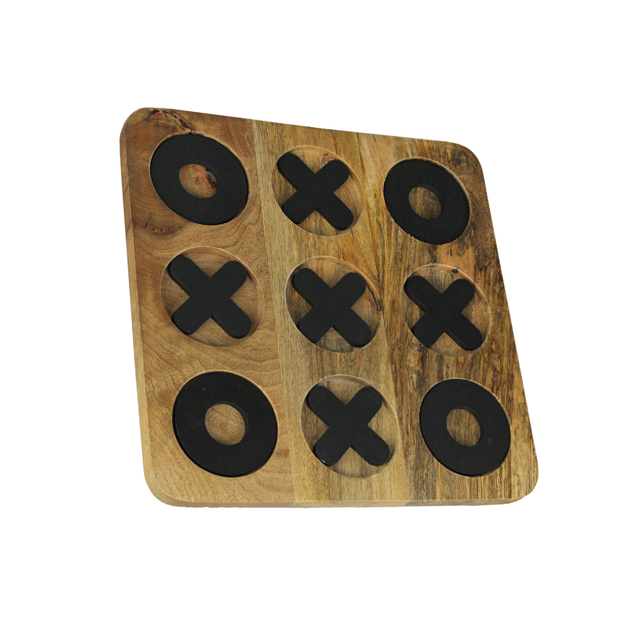 PD Home & Garden Carved Wooden Tabletop Tic Tac Toe Game Hand Painted X