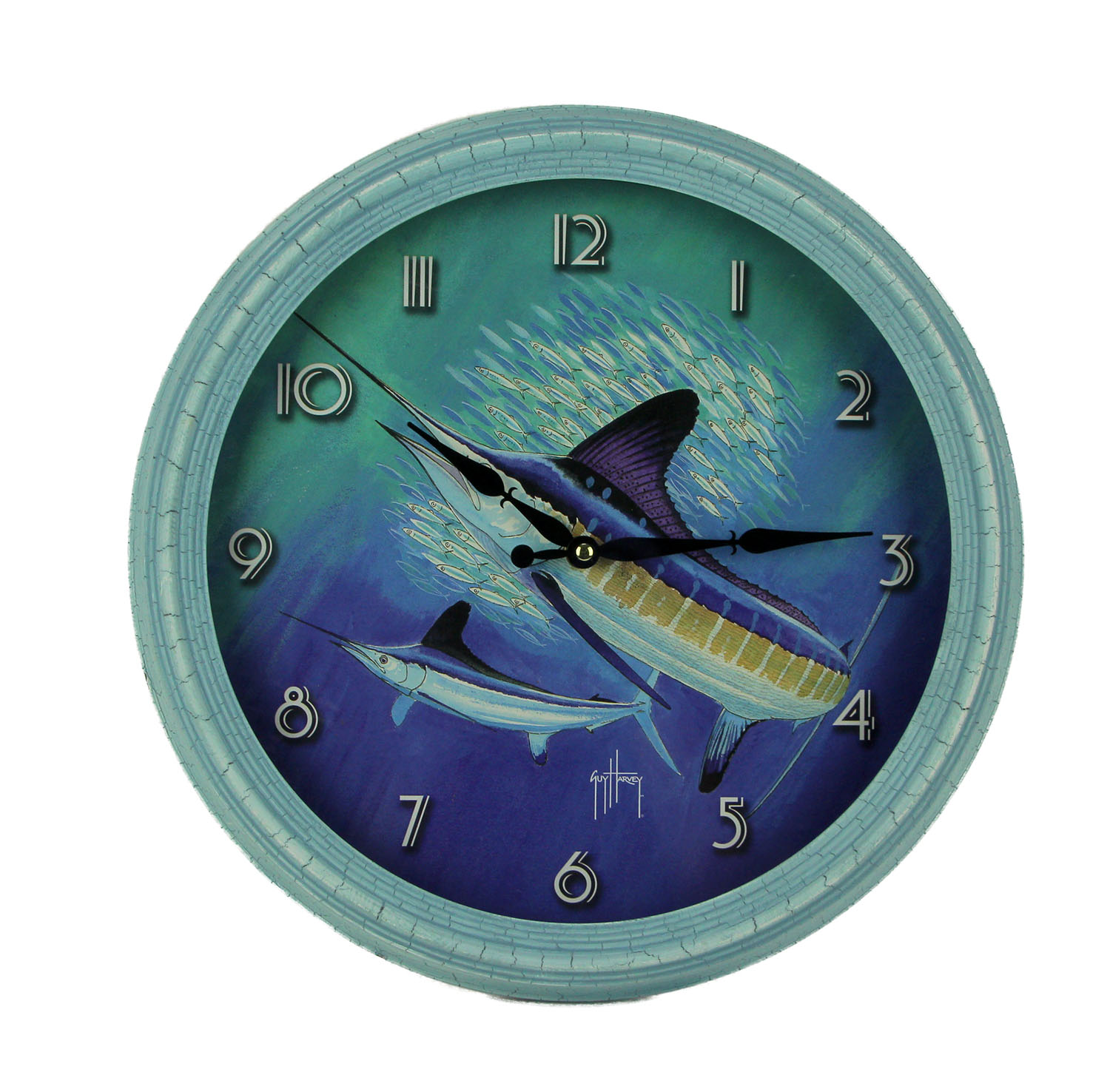 Guy Harvey Blue Marlin Beveled Framed Wall Clock 15 inch Diameter eBay