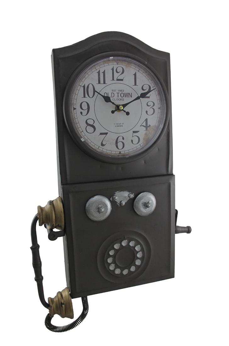 Zeckos Antique Brown Old Town Vintage Rotary Phone Wall Clock eBay