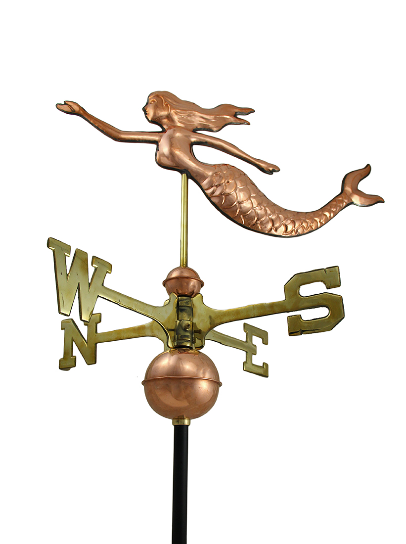Zeckos Polished Copper Decorative Swimming Mermaid Weather Vane eBay