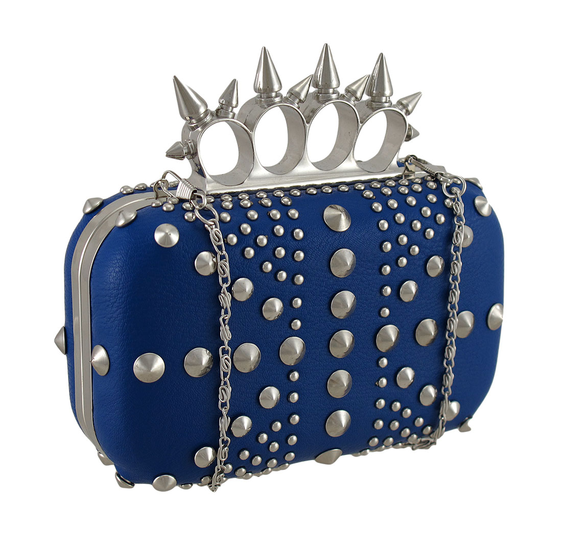Zeckos Studded Hardshell Clutch Purse w/Spiked Knuckle Duster Handle eBay