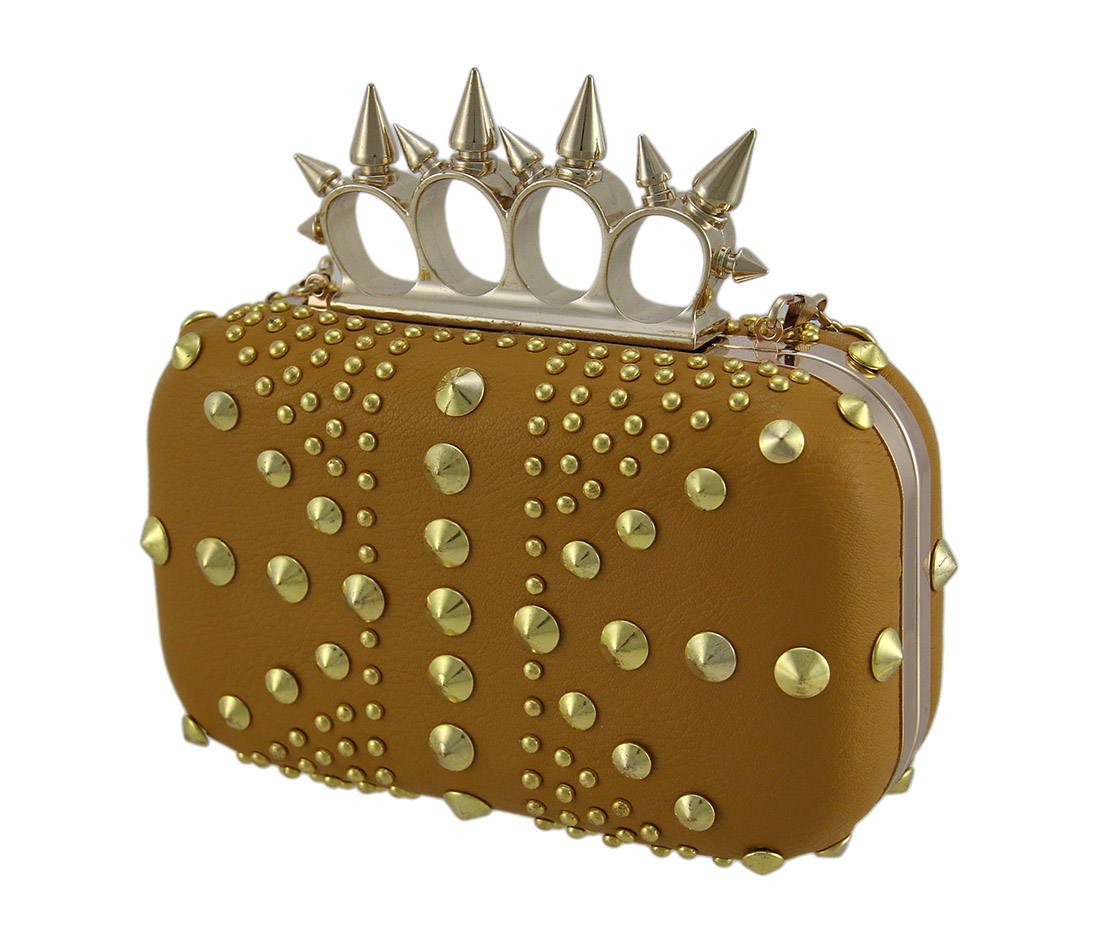 Zeckos Studded Hardshell Clutch Purse w/Spiked Knuckle Duster Handle eBay