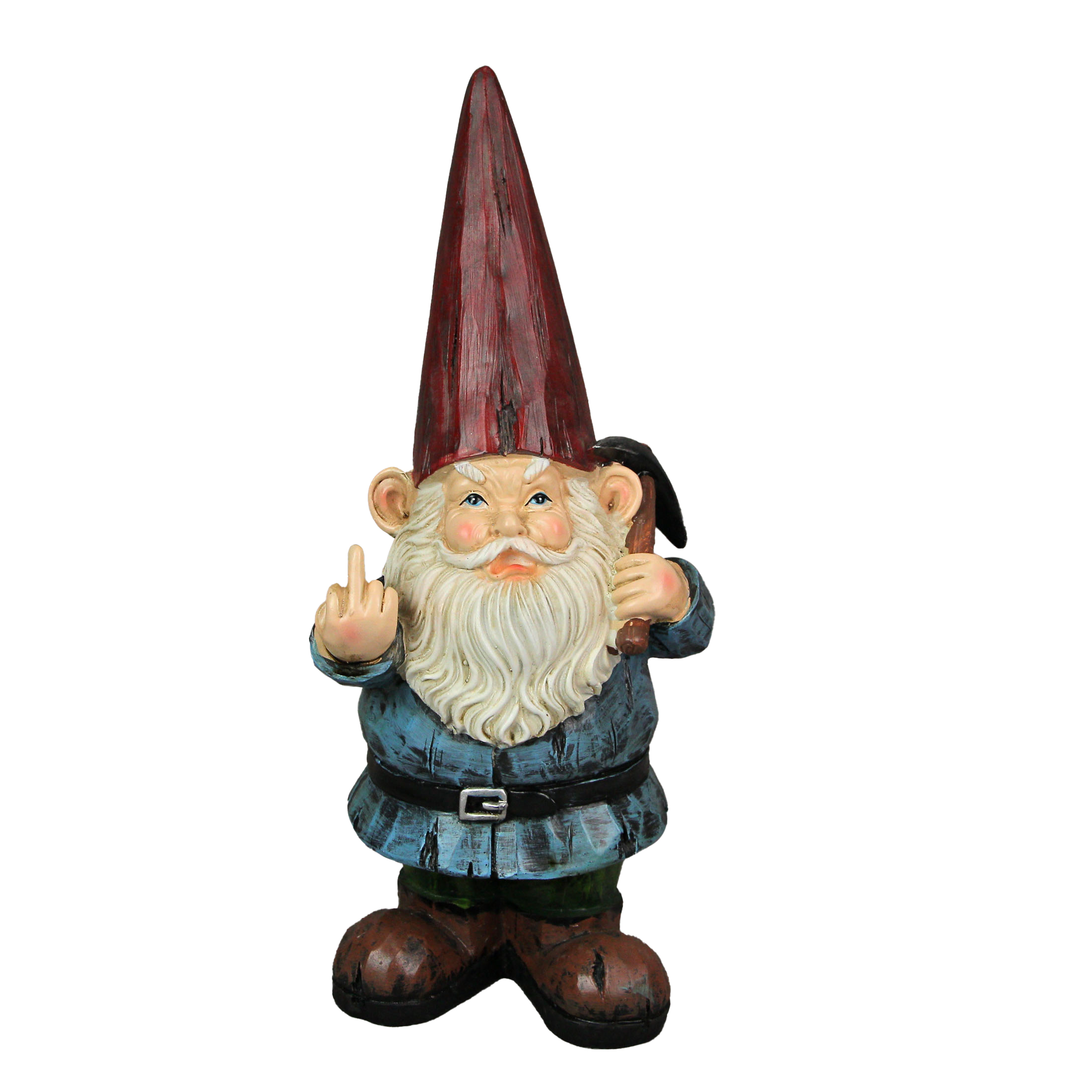 12 Inch Rude Grumpy Gnome Middle Finger Garden Statue Indoor