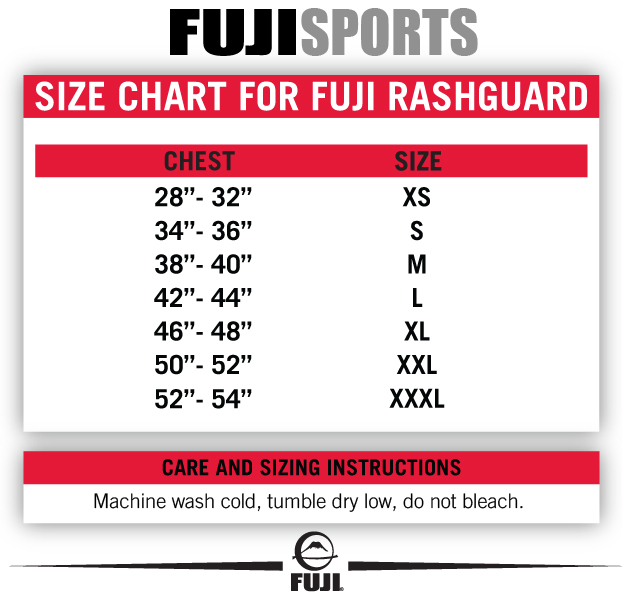 Rashguard Size Chart