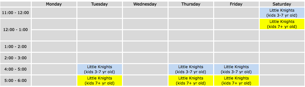 Little Knights Sched