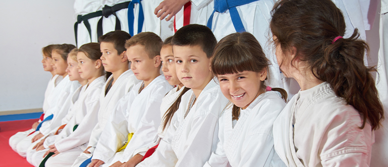 Kids in taekwondo class