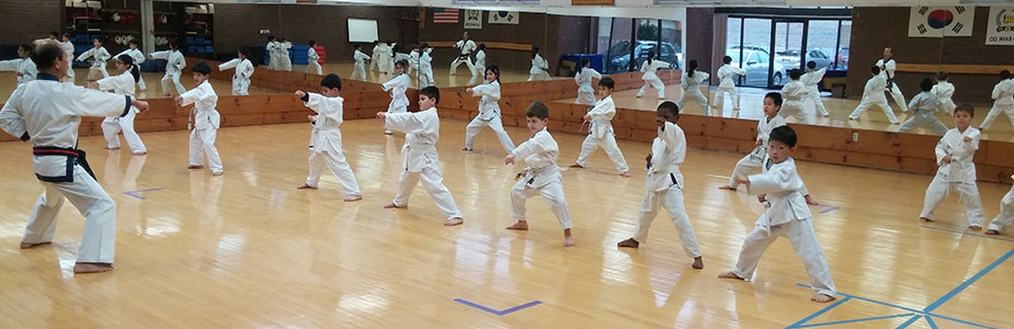 Child-beginner1 children practicing karate in Summit, NJ