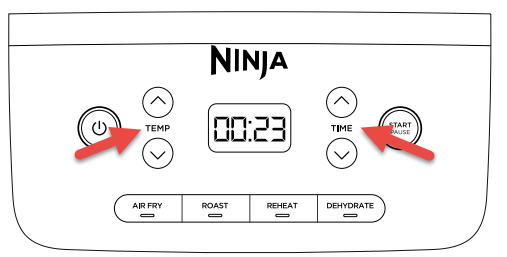 Ninja air fryer control panel diagram labeled