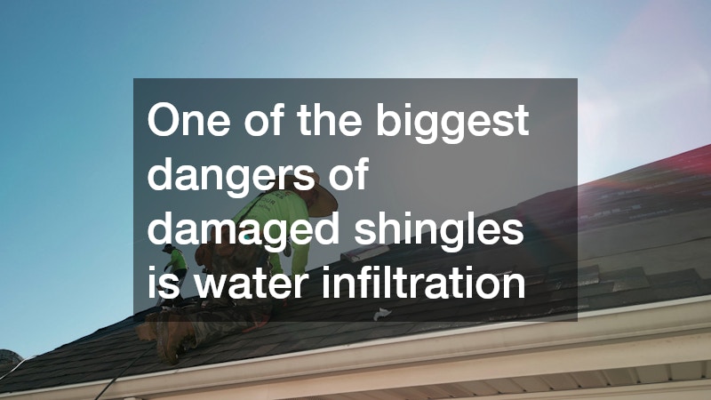 One of the biggest dangers of damaged shingles is water infiltration