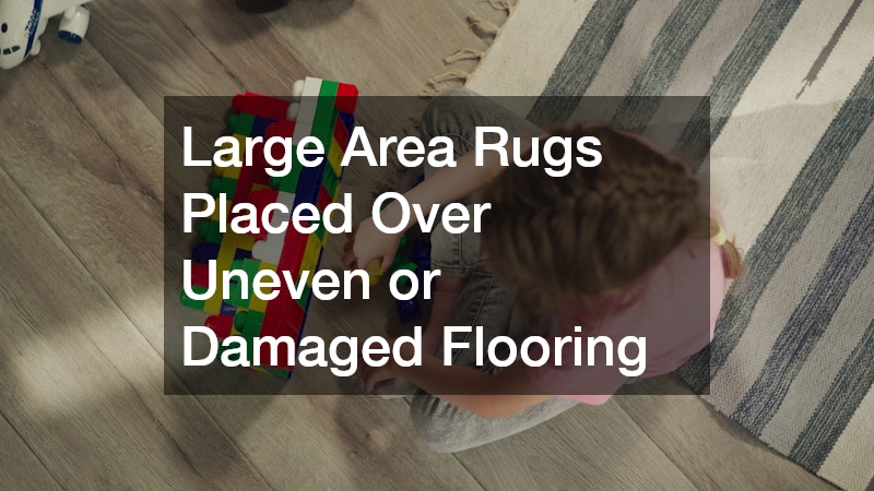 Large Area Rugs Placed Over Uneven or Damaged Flooring