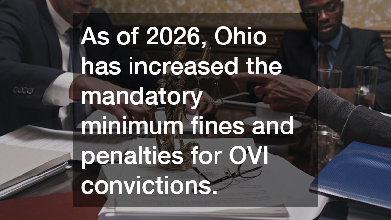 As of 2026, Ohio has increased the mandatory minimum fines and penalties for OVI convictions. 