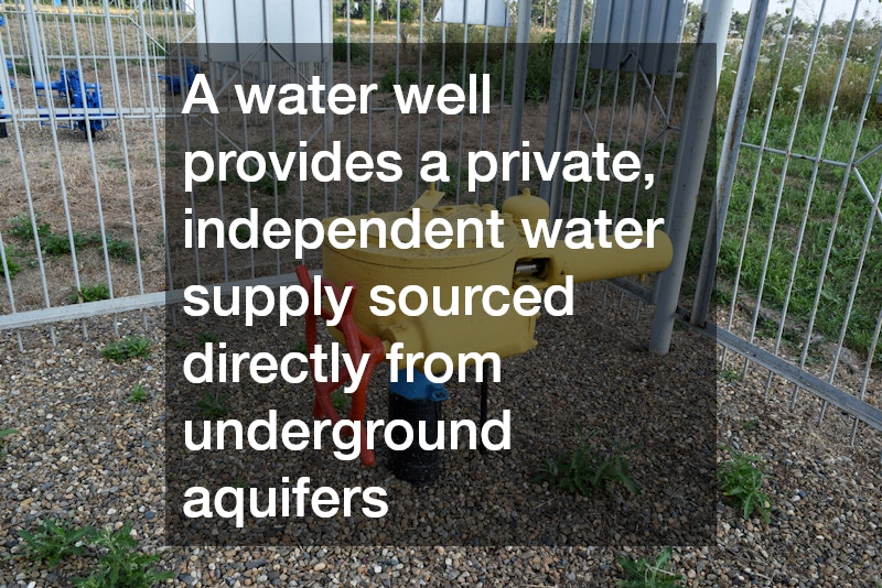 A water well provides a private, independent water supply sourced directly from underground aquifers