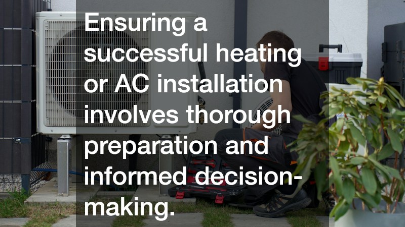 Ensuring a successful heating or AC installation involves thorough preparation and informed decision-making.