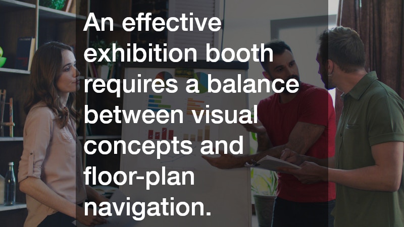 An effective exhibition booth requires a balance between visual concepts and floor-plan navigation.