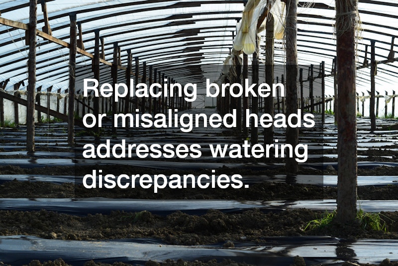 Replacing broken or misaligned heads addresses watering discrepancies.