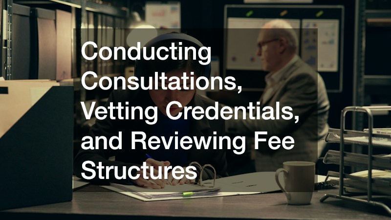 Conducting Consultations, Vetting Credentials, and Reviewing Fee Structures