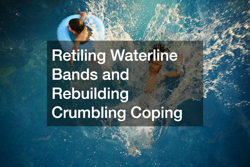 Retiling Waterline Bands and Rebuilding Crumbling Coping