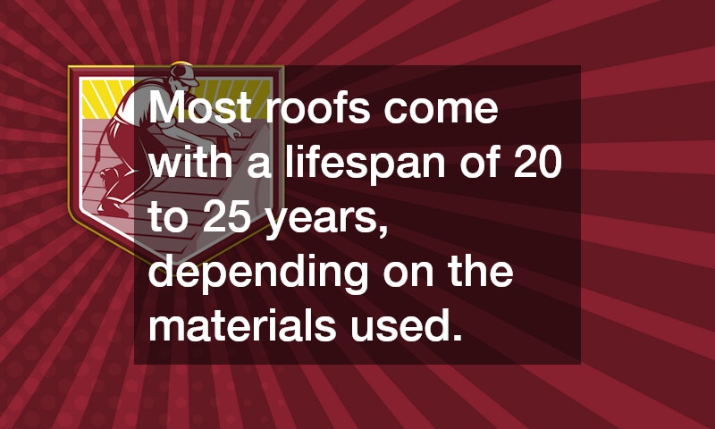 Most roofs come with a lifespan of 20 to 25 years, depending on the materials used.