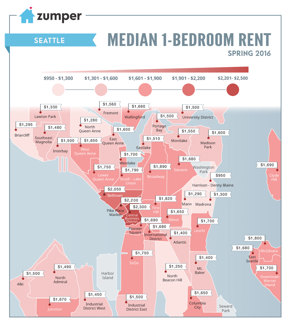 Mapping Seattle Rent Prices This Spring (2016)