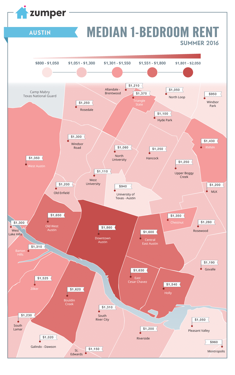 Mapping Austin Rent Prices This Summer (July 2016)