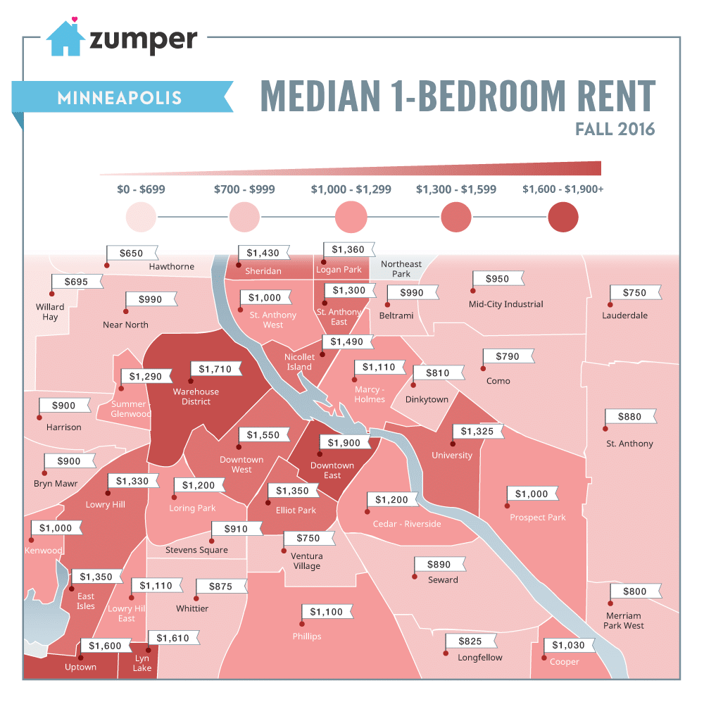 Mapping Minneapolis Rent Prices This Fall (September 2016)