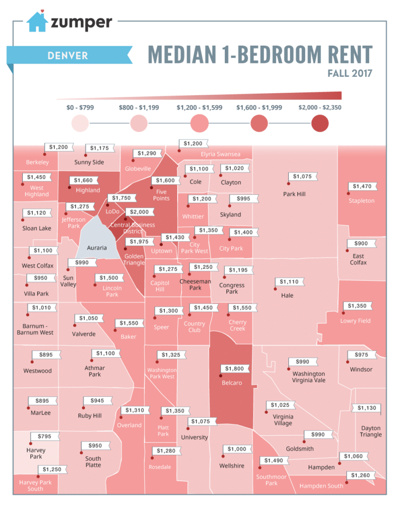 Denver Neighborhood Rent Prices Mapped (Fall 2017)