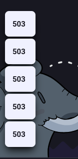 Mastodonのwebユーザーインターフェースにたくさん「503」が表示されている様子