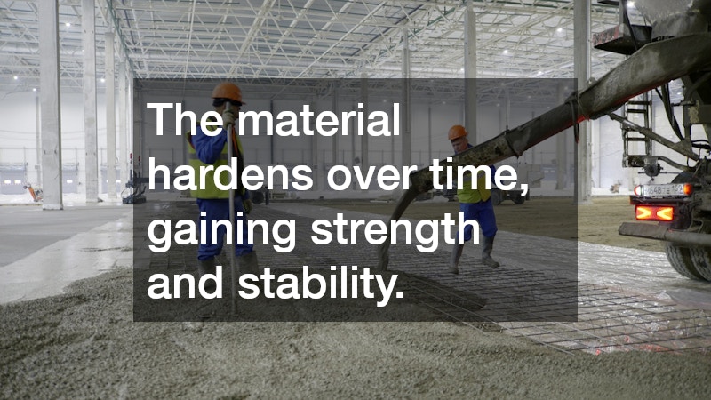 The material hardens over time, gaining strength and stability.
