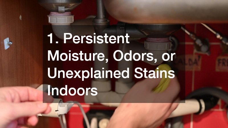 1. Persistent Moisture, Odors, or Unexplained Stains Indoors