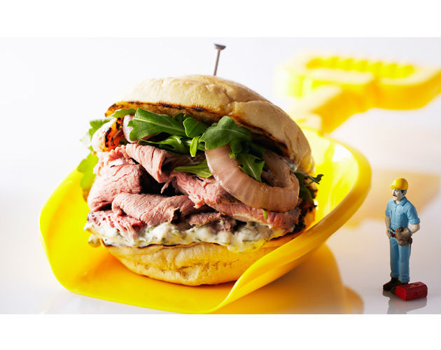 Prime Rib, Grilled Onion and Arugula Aioli Sandwich