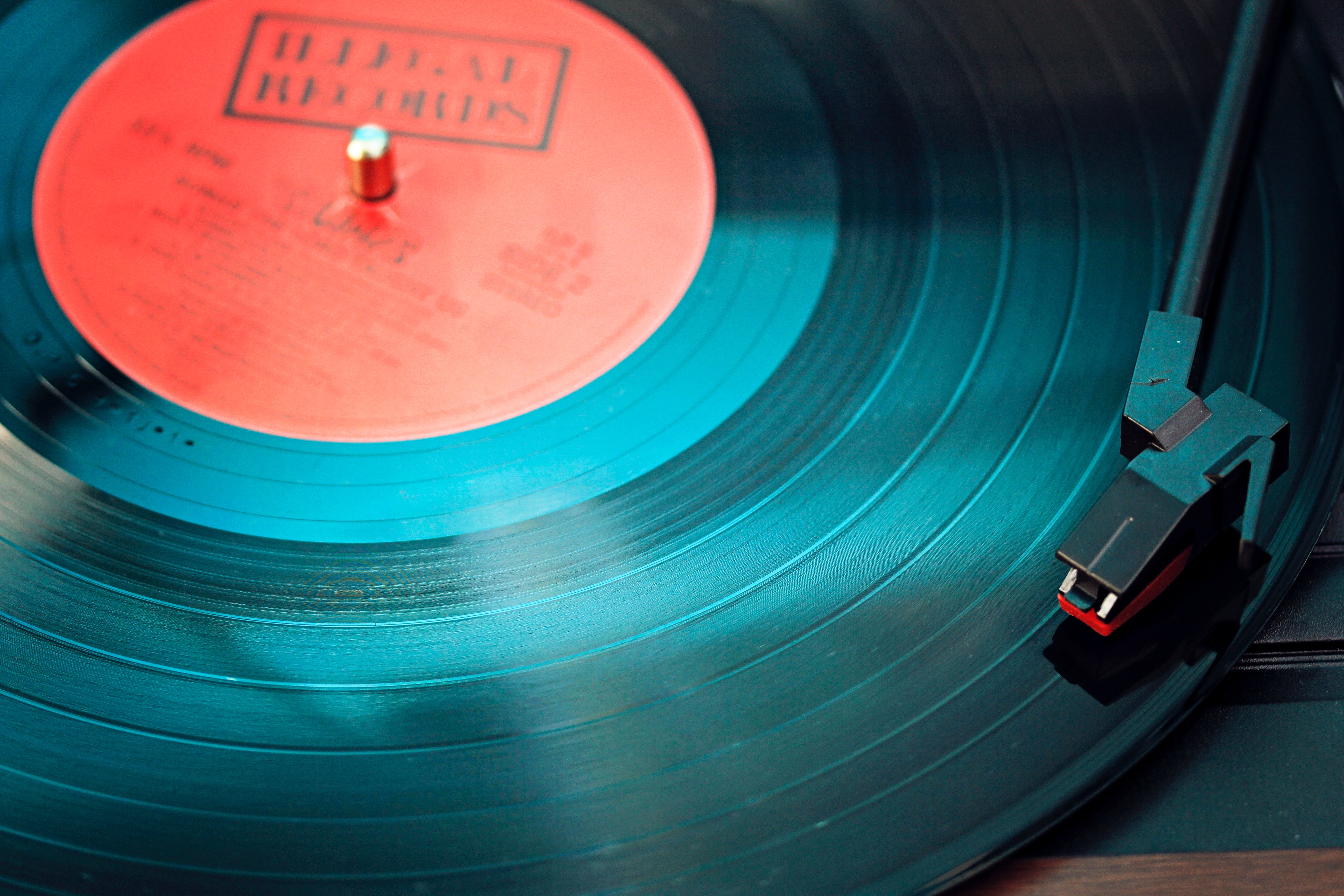 A closeup of record being played.