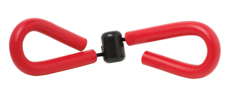A photo of a red thighmaster, a popular exercise apparatus that worked the thighs in the 90s.